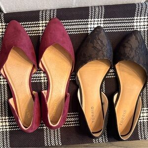 NEW Torrid Burgundy and Black Lace Flats